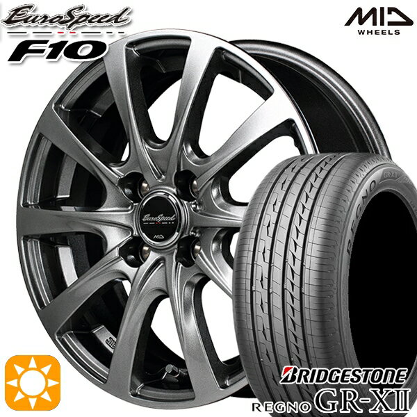 【取付対象】フィット アクア 175/65R15 84H ブリヂストン レグノ GRX2 MID ユーロスピード F10 メタリックグレー 15インチ 5.5J 4H100 サマータイヤホイールセット