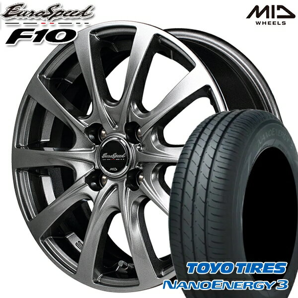 【取付対象】155/70R13 75S トーヨー ナノエナジー3 MID ユーロスピード F10 メタリックグレー 13インチ 4.0J 4H100 サマータイヤホイールセット