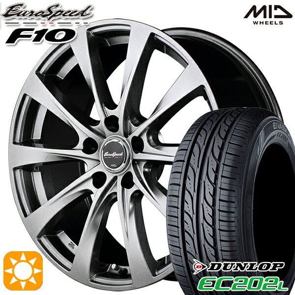 【取付対象】205/55R16 91V ダンロップ エナセーブ EC202L MID ユーロスピード F10 メタリックグレー 16インチ 6.5J 5H100 サマータイヤホイールセット