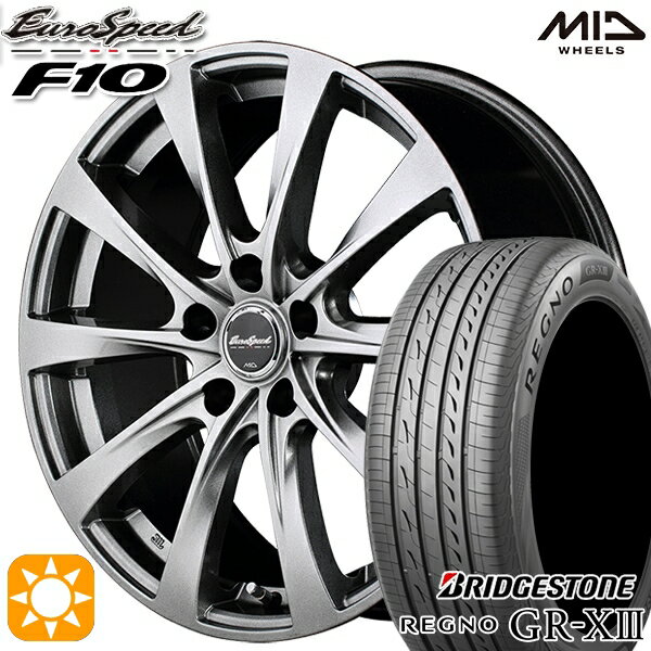 【取付対象】30/50プリウス カローラスポーツ 205/55R16 91V ブリヂストン レグノ GR-X3 MID ユーロスピード F10 メタリックグレー 16インチ 6.5J 5H100 サマータイヤホイールセット