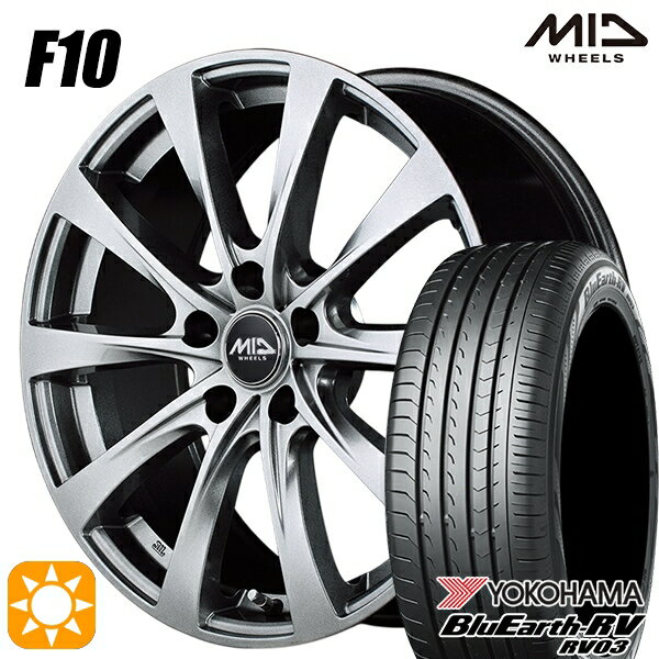 【取付対象】リーフ レヴォーグ 215/50R17 95V XL ヨコハマ ブルーアース RV03 MID ユーロスピード F10 メタリックグレー 17インチ 7.0J 5H114.3 サマータイヤホイールセット