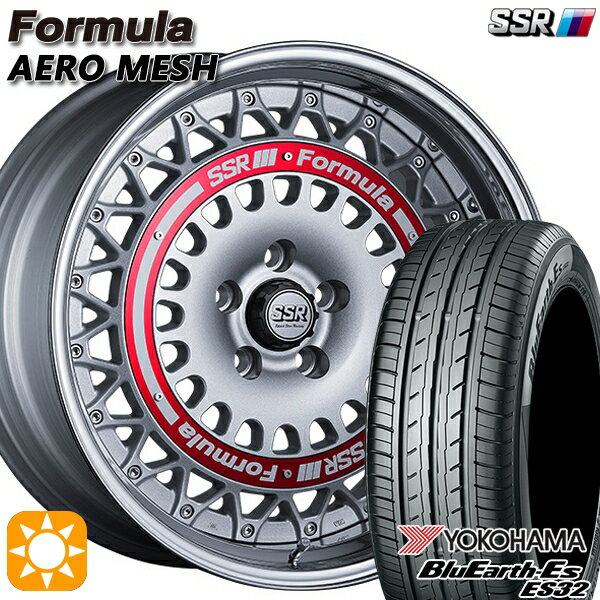 【取付対象】215/40R18 85W ヨコハマ ブルーアース ES32 SSR フォーミュラ エアロメッシュ シルバー/レッドリング 18インチ 7.0J 5H114.3 サマータイヤホイールセット