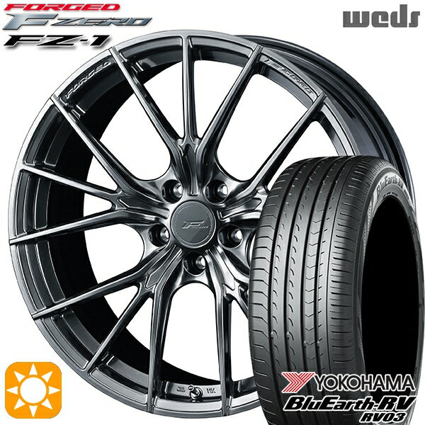 【取付対象】ヴェゼル レガシィ 225/60R18 100H ヨコハマ ブルーアース RV03 Weds ウェッズ 鍛造 F ZERO FZ-1 ダイヤモンドブラック 18インチ 7.5J 5H114.3 サマータイヤホイールセット