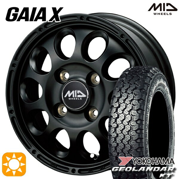 【取付対象】軽トラ 145/80R12 80/78N ヨコハマ ジオランダーKT Y828C MID ガイアクロス 12インチ 4.0J 4H100 マットブラック サマータイヤホイールセット