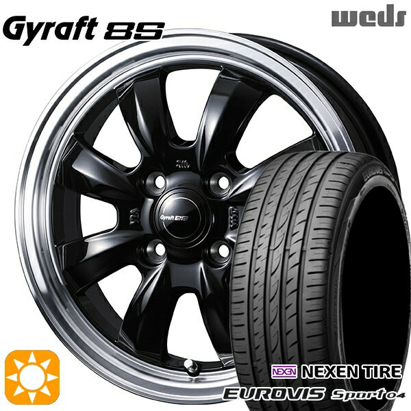 【取付対象】165/60R14 75H ロードストーン ユーロビズ Sport 04 ウェッズ グラフト 8S BK/RP 14インチ 4.5J 4H100 サマータイヤホイールセット