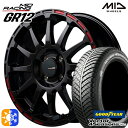 アクア ヤリス 195/50R16 84H グッドイヤー ベクター フォーシーズンズ MID RMPレーシング GR12 16インチ 6.0J 4H100 クリスタルブラック/ストロボレッド オールシーズンタイヤホイールセット