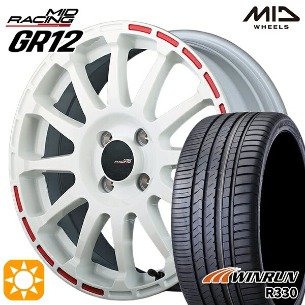 【取付対象】195/45R16 84V XL ウィンラン R330 MID RMPレーシング GR12 ホワイト/ストロボレッド 16インチ 6.0J 4H100 サマータイヤホイールセット