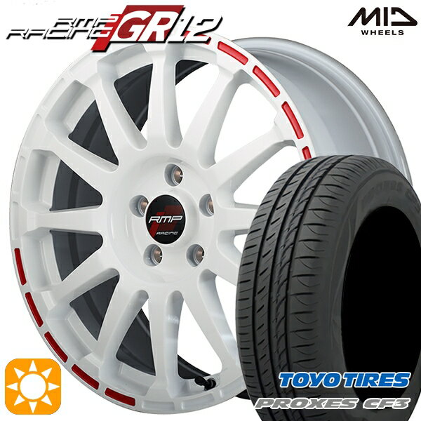 【取付対象】アイシス ノア/ヴォクシー 215/45R17 91W XL トーヨー プロクセス CF3 MID RMPレーシング GR12 ホワイト/ストロボレッド 17インチ 7.0J 5H114.3 サマータイヤホイールセット