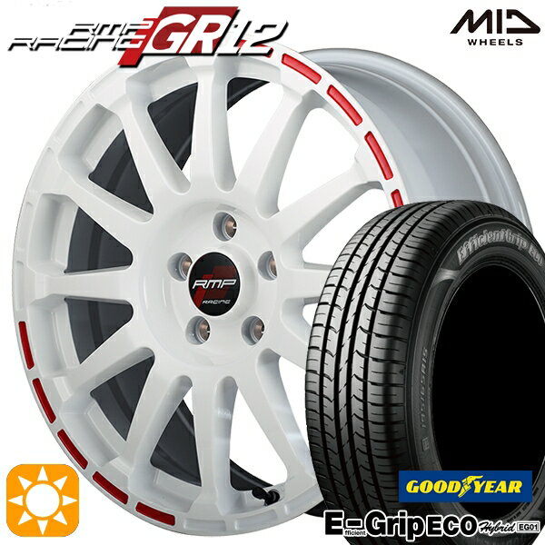 【取付対象】アイシス ノア/ヴォクシー 215/45R17 91W XL グッドイヤー エフィシェントグリップ エコ EG01 MID RMPレーシング GR12 ホワイト/ストロボレッド 17インチ 7.0J 5H114.3 サマータイヤホイールセット