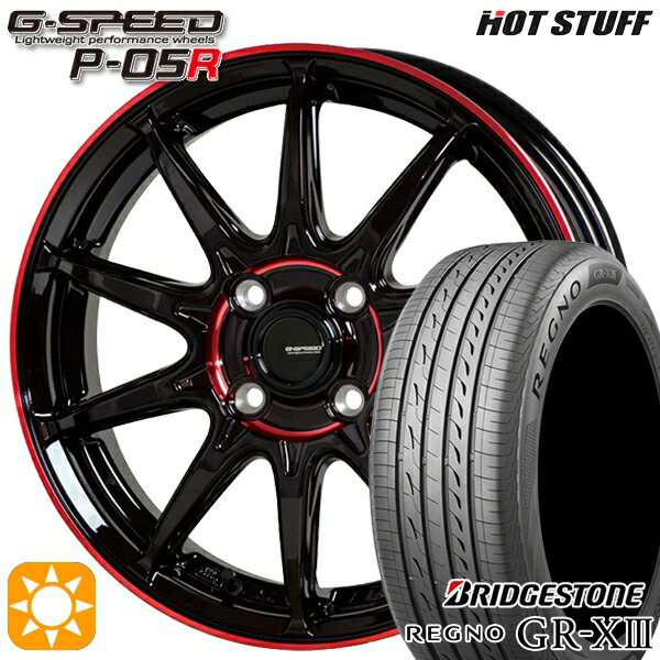 【取付対象】アクア クロスビー 185/55R16 83V ブリヂストン レグノ GR-X3 HotStuff ジースピード P-05R ブラックレッドクリア 16インチ 6.0J 4H100 サマータイヤホイールセット