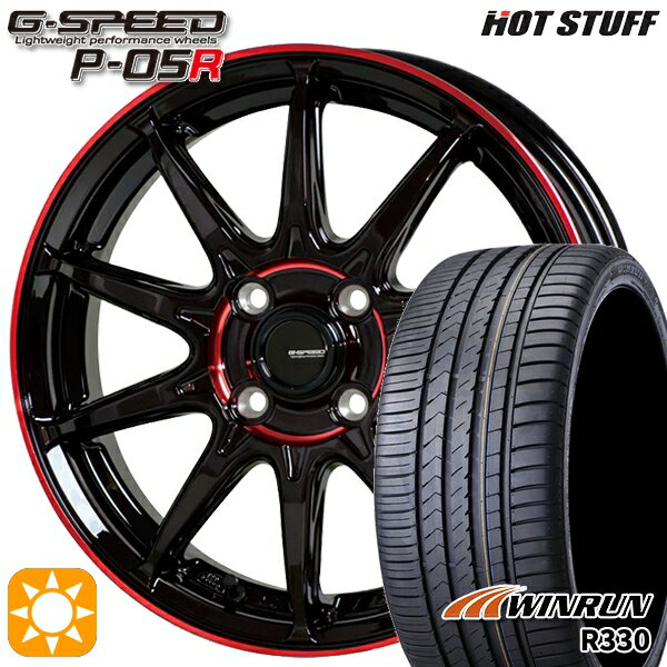 【取付対象】タンク ルーミー 195/45R16 84V XL ウィンラン R330 HotStuff ジースピード P-05R ブラックレッドクリア 16インチ 6.0J 4H100 サマータイヤホイールセット