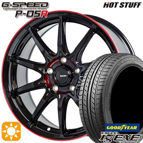 【取付対象】アクセラ マツダ3 225/40R18 92W XL グッドイヤー イーグル LSEXE HotStuff ジースピード P-05R ブラックレッドクリア 18インチ 7.0J 5H114.3 サマータイヤホイールセット