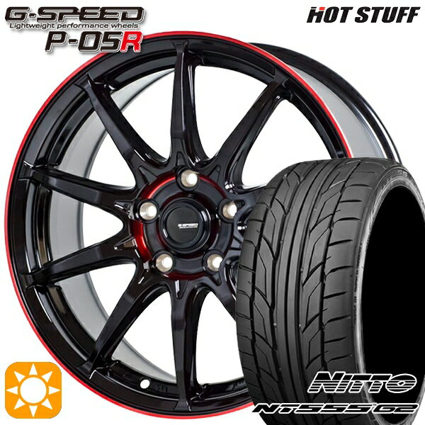 【取付対象】セレナ 215/40R18 89W XL ニットー NT555 G2 HotStuff ジースピード P-05R ブラックレッドクリア 18インチ 7.0J 5H114.3 サマータイヤホイールセット
