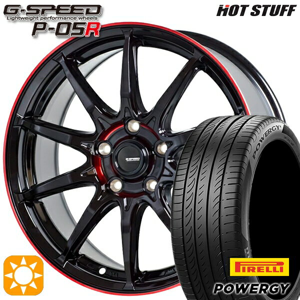 【取付対象】エクストレイル フォレスター 225/60R17 99V ピレリ パワジー HotStuff ジースピード P-05R ブラックレッドクリア 17インチ 7.0J 5H114.3 サマータイヤホイールセット