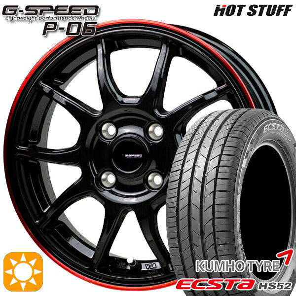 【取付対象】タンク ルーミー 195/45R16 84V XL クムホ エクスタ HS52 HotStuff ジースピード P-06 ブラックレッドクリア 16インチ 6.0J 4H100 サマータイヤホイールセット