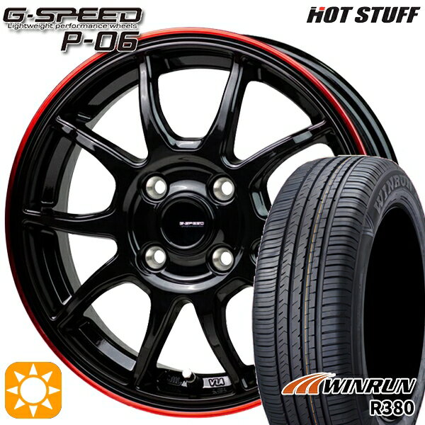 【取付対象】エブリィワゴン 165/60R14 75H ウィンラン R380 HotStuff ジースピード P-06 ブラックレッドクリア 14インチ 4.5J 4H100 サマータイヤホイールセット