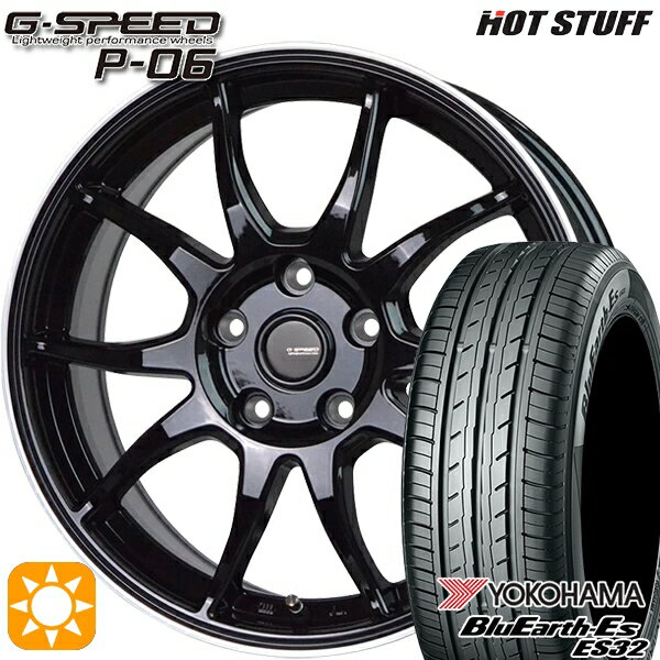 【取付対象】エスクァイア セレナ 195/65R15 91S ヨコハマ ブルーアース ES32 HotStuff ジースピード P-06 MB/RP 15インチ 6.0J 5H114.3 サマータイヤホイールセット