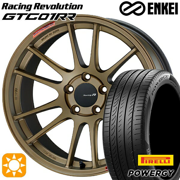 【取付対象】C-HR ヴェゼル 225/50R18 95W ピレリ パワジー ENKEI エンケイ レーシングレボリューション GTC01RR チタニウムゴールド 18インチ 8.0J 5H114.3 サマータイヤホイールセット