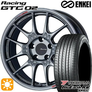 【取付対象】アクセラ アテンザ 215/45R18 93W XL ヨコハマ ブルーアース RV03 ENKEI エンケイ レーシング GTC02 ハイパーシルバー 18インチ 7.5J 5H114.3 サマータイヤホイールセット