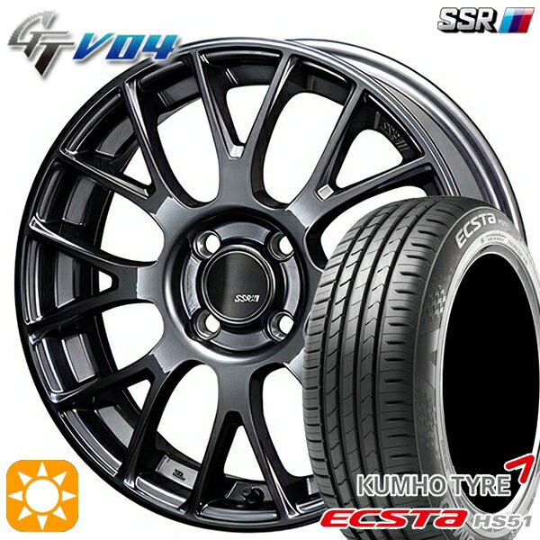 【取付対象】195/40R17 81W XL クムホ エクスタ HS51 SSR GTV04 メタリックグレー 17インチ 7.0J 4H100 サマータイヤホイールセット