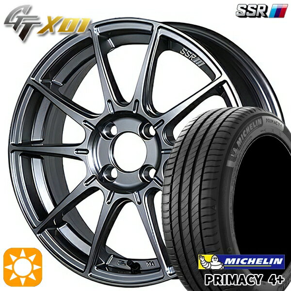 【取付対象】195/55R16 87V ミシュラン プライマシー4プラス SSR GTX01 ダークシルバー 16インチ 6.5J 4H100 サマータイヤホイールセット