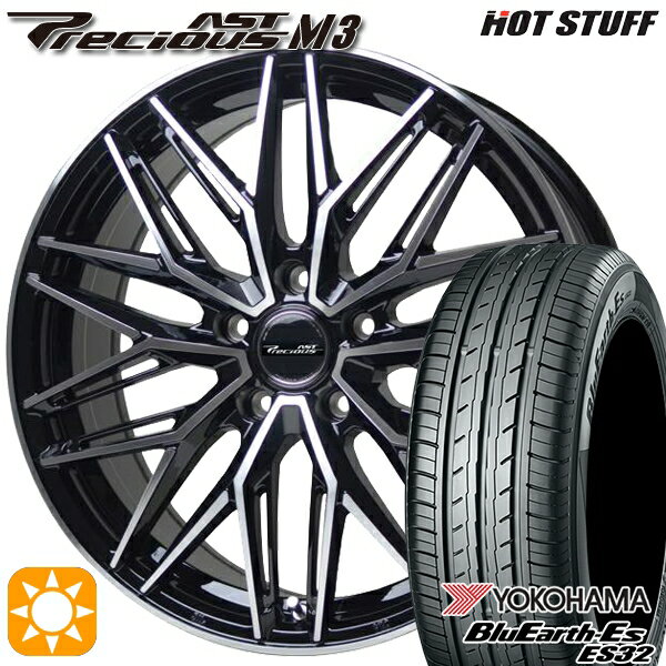 【取付対象】リーフ レヴォーグ 215/50R17 95V XL ヨコハマ ブルーアース ES32 HotStuff プレシャス アスト M3 ブラックポリッシュ 17インチ 7.0J 5H114.3 サマータイヤホイールセット