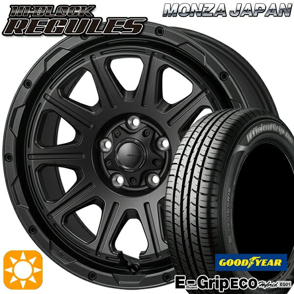 【取付対象】リーフ レヴォーグ 215/50R17 91V グッドイヤー エフィシェントグリップ エコ EG01 モンツァ ハイブロック レグルス サテンブラック 17インチ 7.5J 5H114.3 サマータイヤホイールセット
