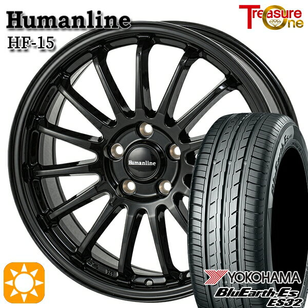 【取付対象】プリウスα ストリーム 205/60R16 92H ヨコハマ ブルーアース ES32 トレジャーワン ヒューマンライン HF15 ブラック 16インチ 6.5J 5H114.3 サマータイヤホイールセット