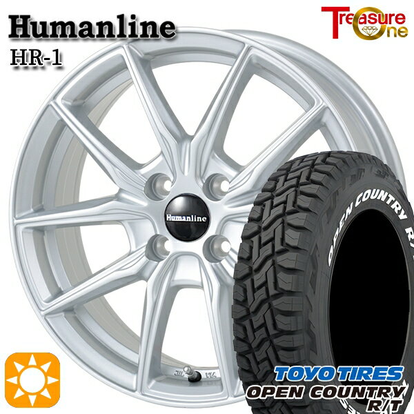 【取付対象】アゲ軽 165/80R14 97/95N LT トーヨー オープンカントリー R/T ホワイトレター トレジャーワン ヒューマンライン HR1 シルバー 14インチ 4.5J 4H100 サマータイヤホイールセット