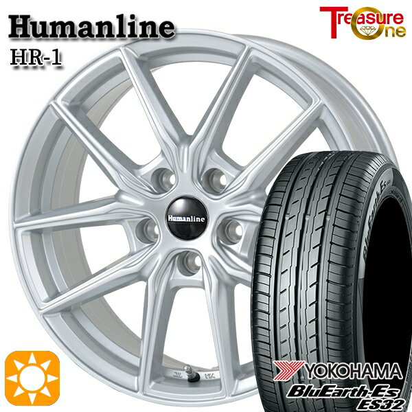 【取付対象】エスクァイア セレナ 205/50R17 89V ヨコハマ ブルーアース ES32 トレジャーワン ヒューマンライン HR1 シルバー 17インチ 7.0J 5H114.3 サマータイヤホイールセット