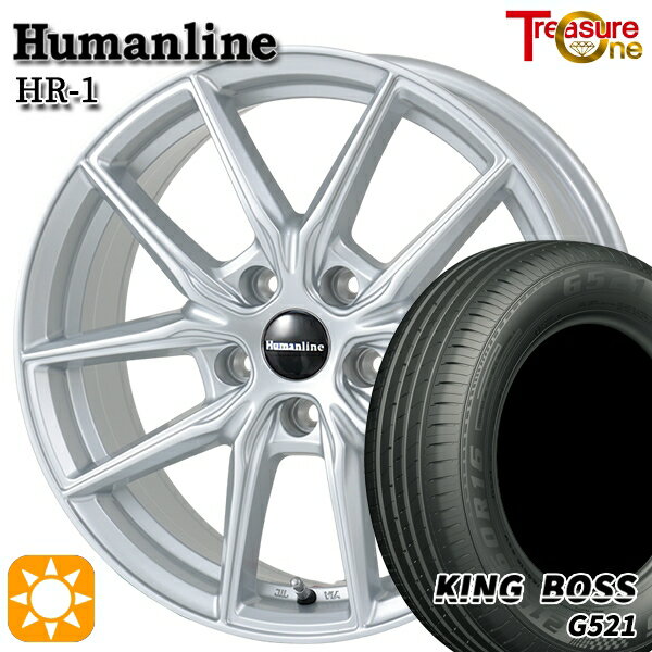 【取付対象】セレナ ラフェスタ 195/60R16 89H キングボス G521 トレジャーワン ヒューマンライン HR1 シルバー 16インチ 6.5J 5H114.3 サマータイヤホイールセット