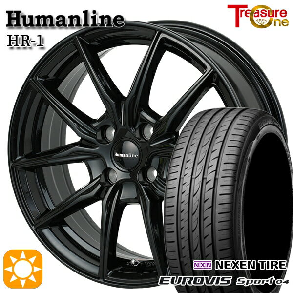 【取付対象】エブリィワゴン 165/60R14 75H ロードストーン ユーロビズ Sport 04 トレジャーワン ヒューマンライン HR1 ブラック 14インチ 4.5J 4H100 サマータイヤホイールセット