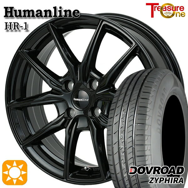 【取付対象】N-BOX ウェイク 165/55R15 75V DOVROAD ザイファイラ トレジャーワン ヒューマンライン HR1 ブラック 15インチ 4.5J 4H100 サマータイヤホイールセット