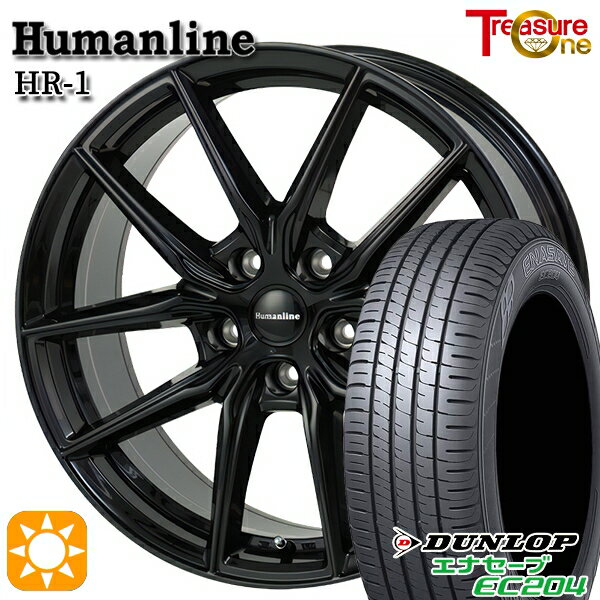 【取付対象】リーフ アクセラ 205/55R16 91V ダンロップ エナセーブ EC204 トレジャーワン ヒューマンライン HR1 ブラック 16インチ 6.5J 5H114.3 サマータイヤホイールセット
