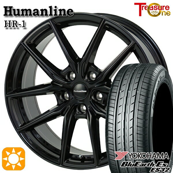 【取付対象】エスクァイア セレナ 205/50R17 89V ヨコハマ ブルーアース ES32 トレジャーワン ヒューマンライン HR1 ブラック 17インチ 7.0J 5H114.3 サマータイヤホイールセット