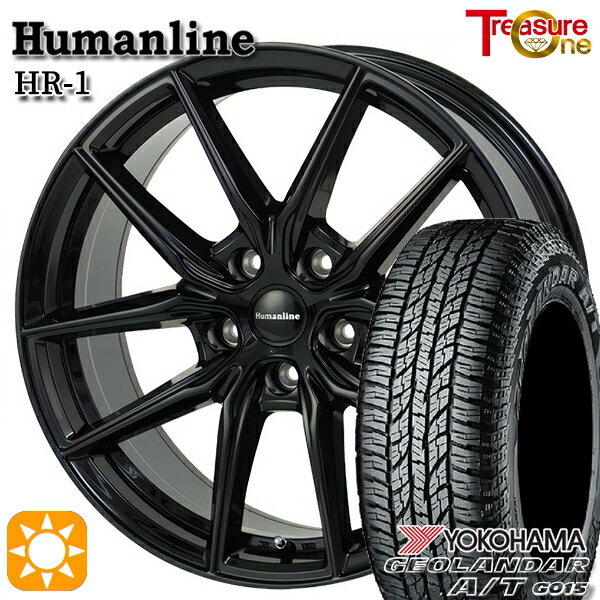 【取付対象】エスティマ ヤリスクロス 215/60R16 95H ヨコハマ ジオランダーA/T G015 トレジャーワン ヒューマンライン HR1 ブラック 16インチ 6.5J 5H114.3 サマータイヤホイールセット