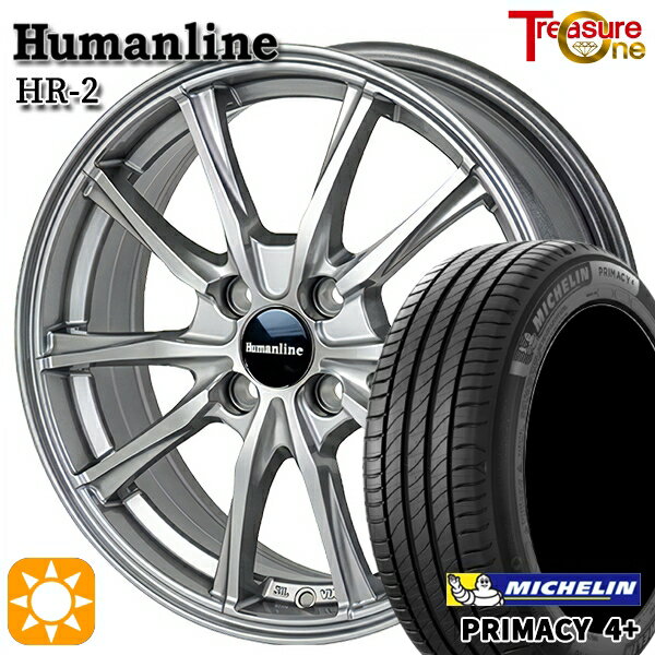 【取付対象】アクア デミオ 195/55R16 87V ミシュラン プライマシー4プラス トレジャーワン ヒューマンライン HR2 ダークグレー 16インチ 6.0J 4H100 サマータイヤホイールセット