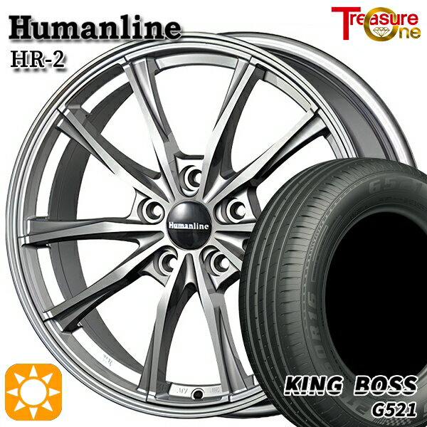 【取付対象】リーフ アクセラ 205/55R16 91V キングボス G521 トレジャーワン ヒューマンライン HR2 ダークグレー 16インチ 6.5J 5H114.3 サマータイヤホイールセット