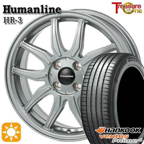 【取付対象】アクア クロスビー 185/55R16 83H ハンコック veNtus PRime4 K135 トレジャーワン ヒューマンライン HR3 ダークシルバー 16インチ 6.0J 4H100 サマータイヤホイールセット