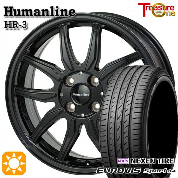 【取付対象】エブリィワゴン 165/60R14 75H ロードストーン ユーロビズ Sport 04 トレジャーワン ヒューマンライン HR3 ブラック 14インチ 4.5J 4H100 サマータイヤホイールセット