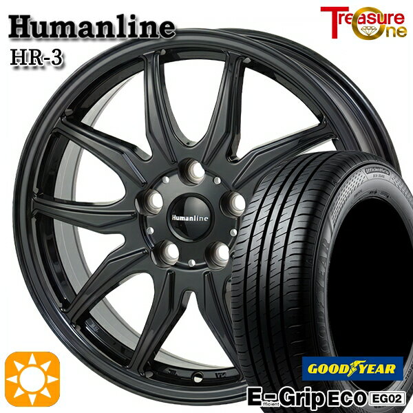 【取付対象】30/50プリウス 185/65R15 88H グッドイヤー エフィシェントグリップ EG02 トレジャーワン ヒューマンライン HR3 ブラック 15インチ 6.0J 5H100 サマータイヤホイールセット