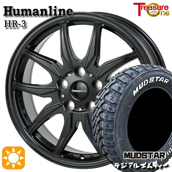 【取付対象】エルグランド クロスロード 215/65R16 109/107R マッドスター ラジアル M/T ホワイトレター トレジャーワン ヒューマンライン HR3 ブラック 16インチ 6.5J 5H114.3 サマータイヤホイールセット