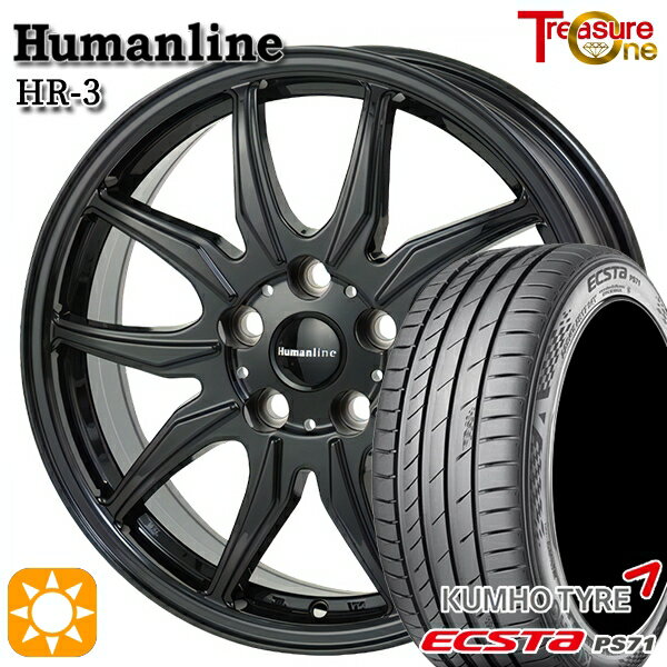 【取付対象】215/40R18 89W XL クムホ エクスタ PS71 トレジャーワン ヒューマンライン HR3 ブラック 18インチ 7.0J 5H114.3 サマータイヤホイールセット