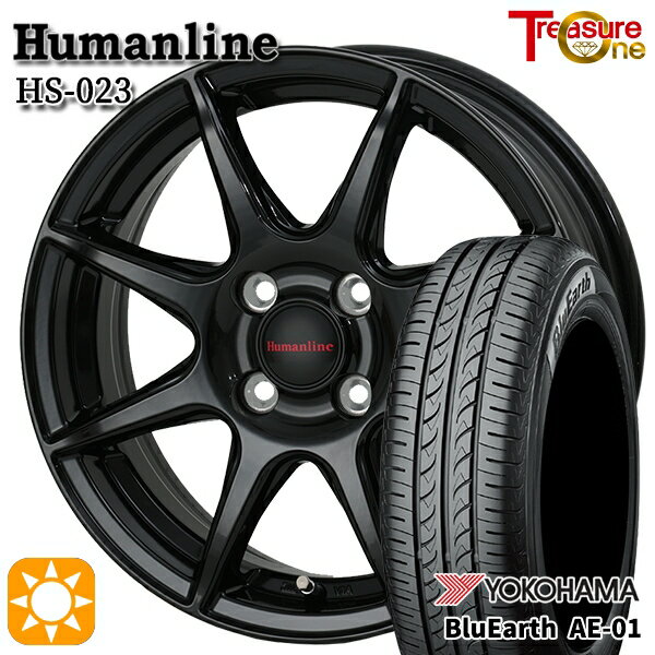 【取付対象】175/65R14 82T ヨコハマ ブルーアース AE01F トレジャーワン ヒューマンライン HS023 ブラック 14インチ 5.5J 4H100 サマータイヤホイールセット