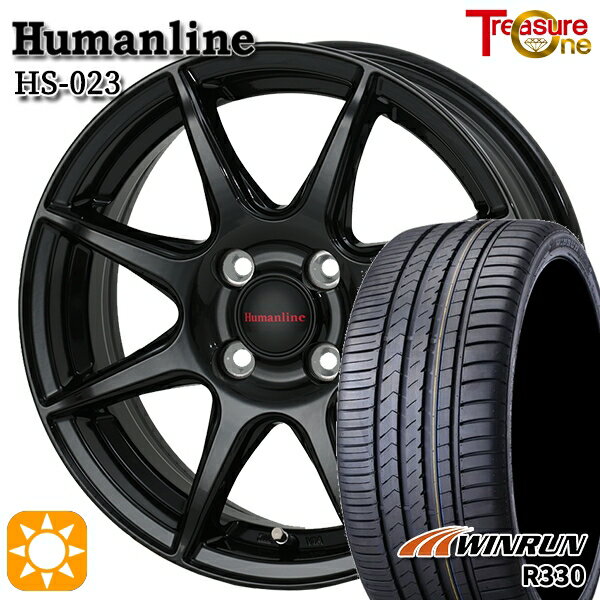 【取付対象】165/55R14 72H ウィンラン R330 トレジャーワン ヒューマンライン HS023 ブラック 14インチ 4.5J 4H100 サマータイヤホイールセット