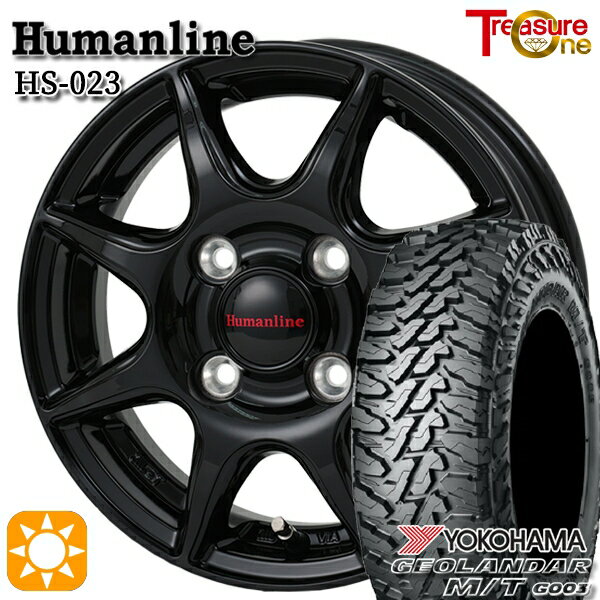 【取付対象】145/80R12 80/78N LT ヨコハマ ジオランダーM/T G003 トレジャーワン ヒューマンライン HS023 ブラック 12インチ 3.5J 4H100 サマータイヤホイールセット