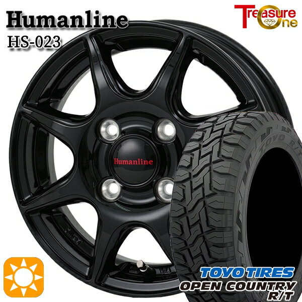 【取付対象】145/80R12 80/78N LT トーヨー オープンカントリー R/T トレジャーワン ヒューマンライン HS023 ブラック 12インチ 3.5J 4H100 サマータイヤホイールセット