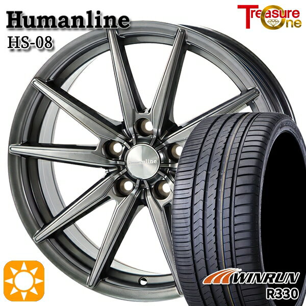 【取付対象】アイシス ノア/ヴォクシー 215/45R17 91W XL ウィンラン R330 トレジャーワン ヒューマンライン HS08 ダークグレー 17インチ 7.0J 5H114.3 サマータイヤホイールセット