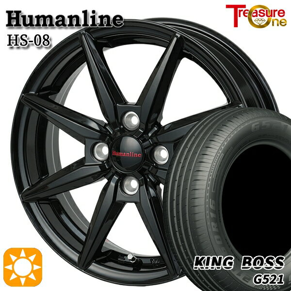 【取付対象】195/65R15 91H キングボス G521 トレジャーワン ヒューマンライン HS08 ブラック 15インチ 5.5J 4H100 サマータイヤホイールセット