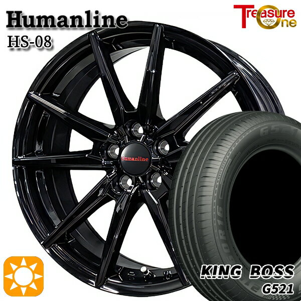 【取付対象】195/65R15 91H キングボス G521 トレジャーワン ヒューマンライン HS08 ブラック 15インチ 6.0J 5H114.3 サマータイヤホイールセット